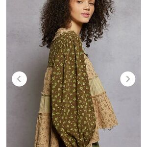 POL Olive and Cream Patchwork Blouse